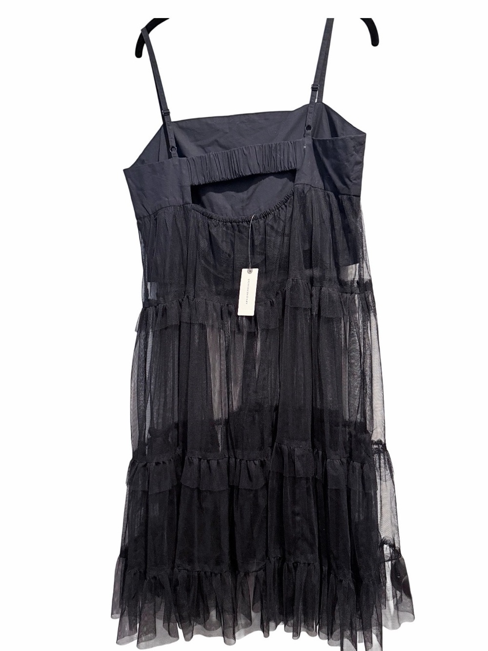NWT Anthropologie Black Tiered Organza Slip Dress - Picture 2 of 6